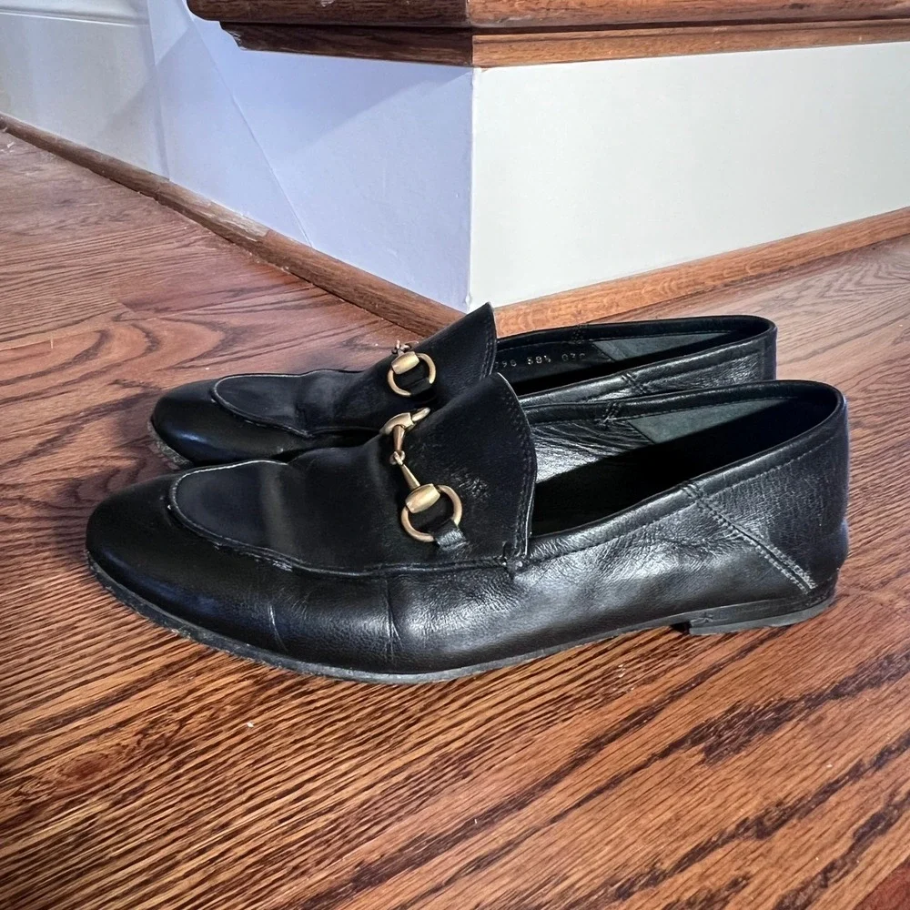 Gucci Brixton‎ Black Leather Horsebit Loafers 414989 38.5 - Picture 16 of 16